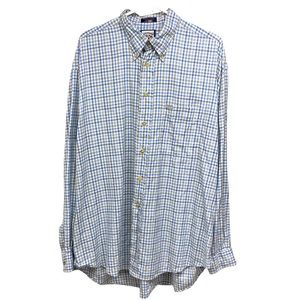 Façonnable Shirt XL Blue and Grey Plaid 100% Cotton